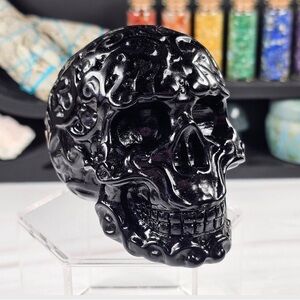 Carved Black Obsidian Skull Healing & Protection Crystal